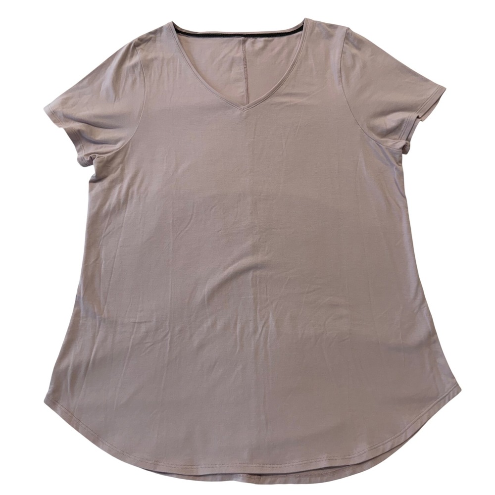 V-Neck Bamboo Tee Mauve Pink Quiet Luxury Normcore Activewear Basic Deadstock L